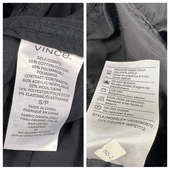 Vince black ruched bomber jacket pockets ribbed neck cuffs small - Picture 16 of 16